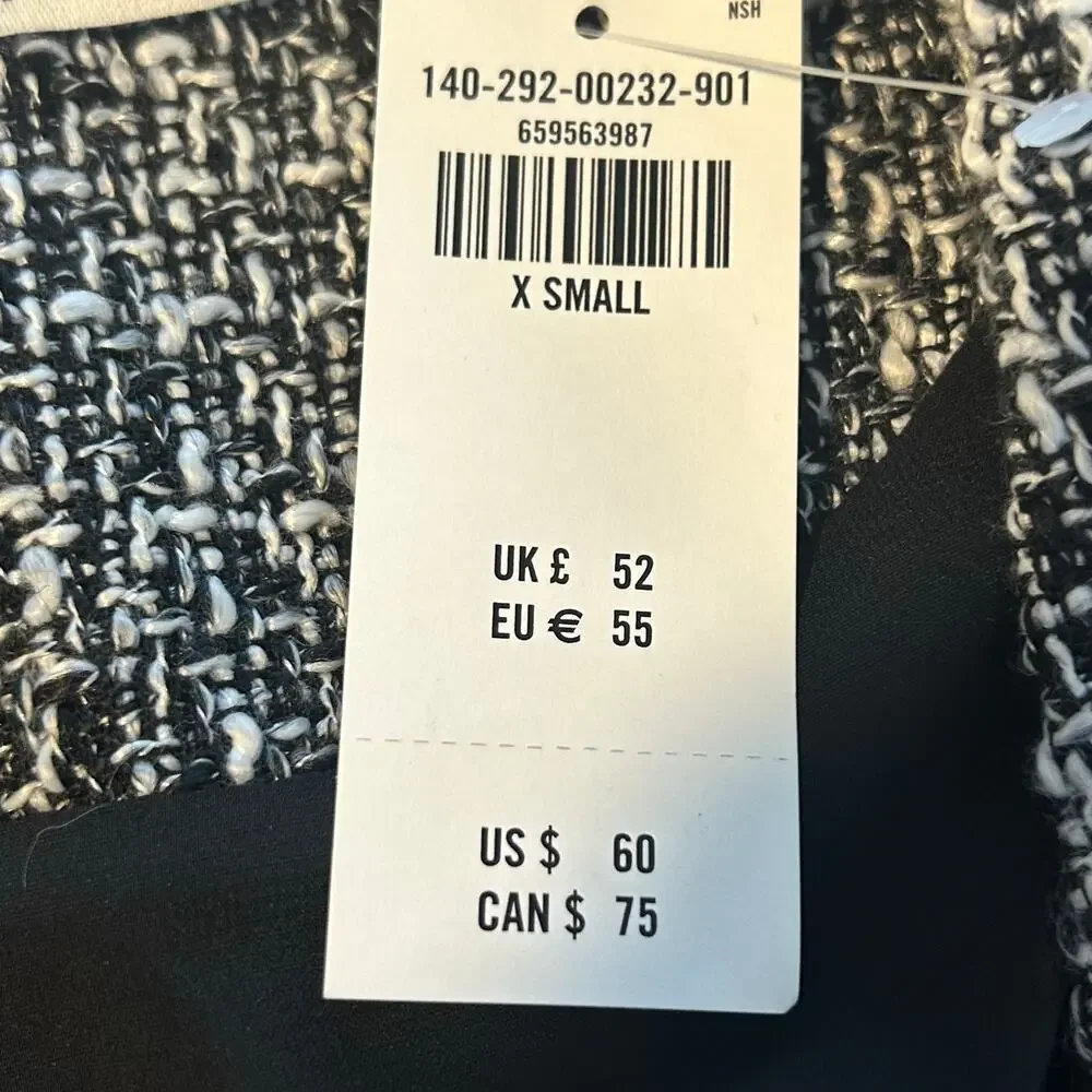 Abercrombie & Fitch NWT black and white tweed 4 gold button lined vest XS